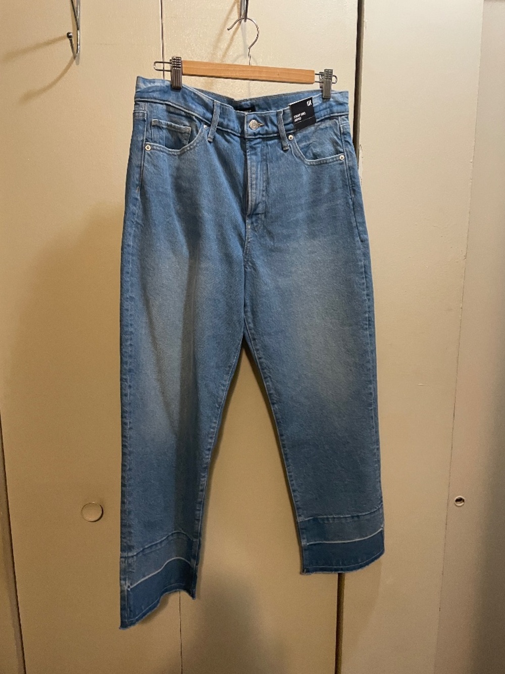 Express Jeans Straight Ankle High Rise  - Embellished Cuff Size 10 Regular